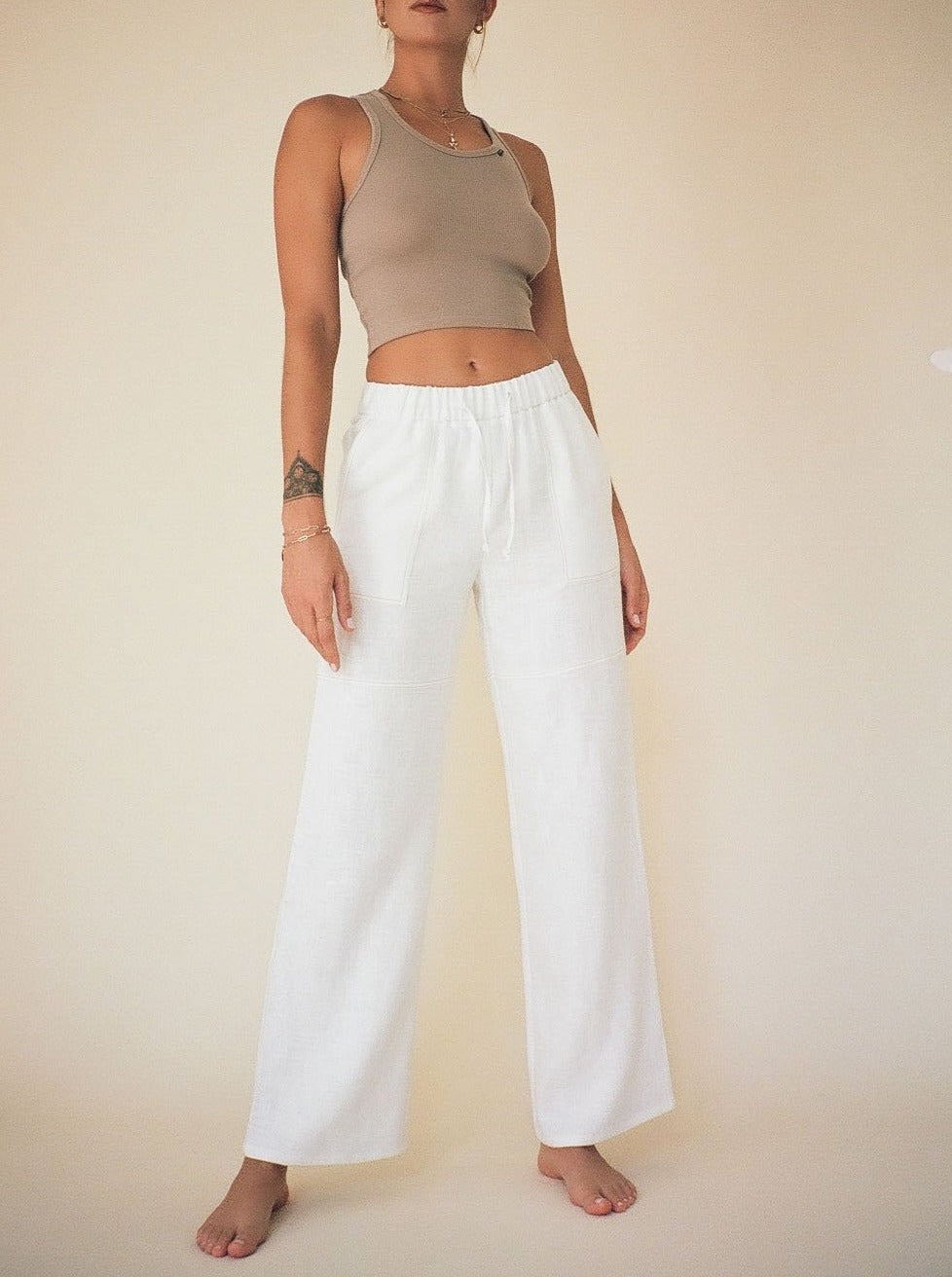 ASHER linen work pants - ivory